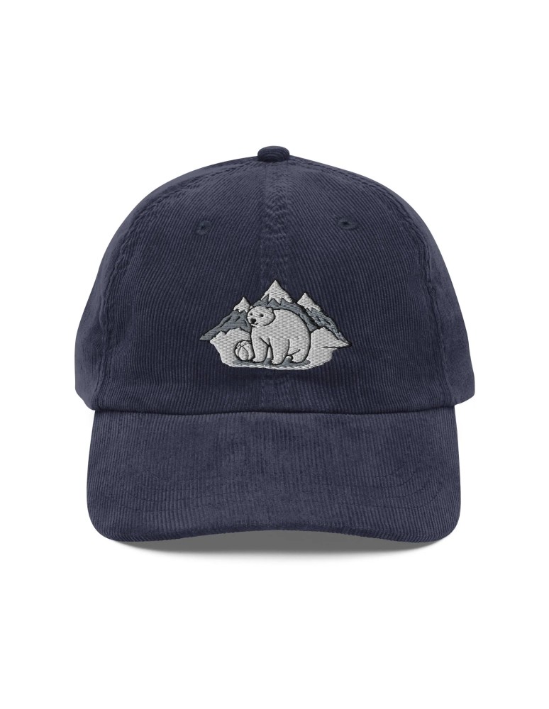 Corduroy bear embroidered hat