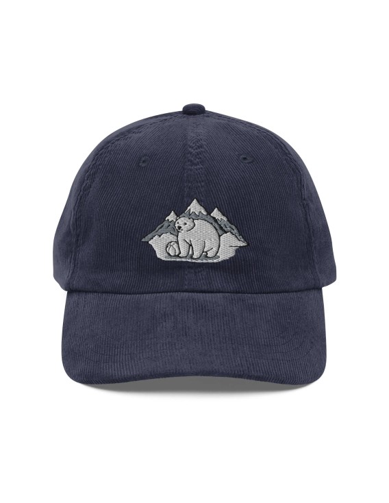 Corduroy bear embroidered hat
