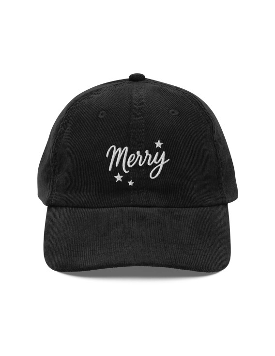Corduroy Merry Embroidered Baseball Cap