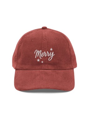 Corduroy Merry Embroidered Baseball Cap