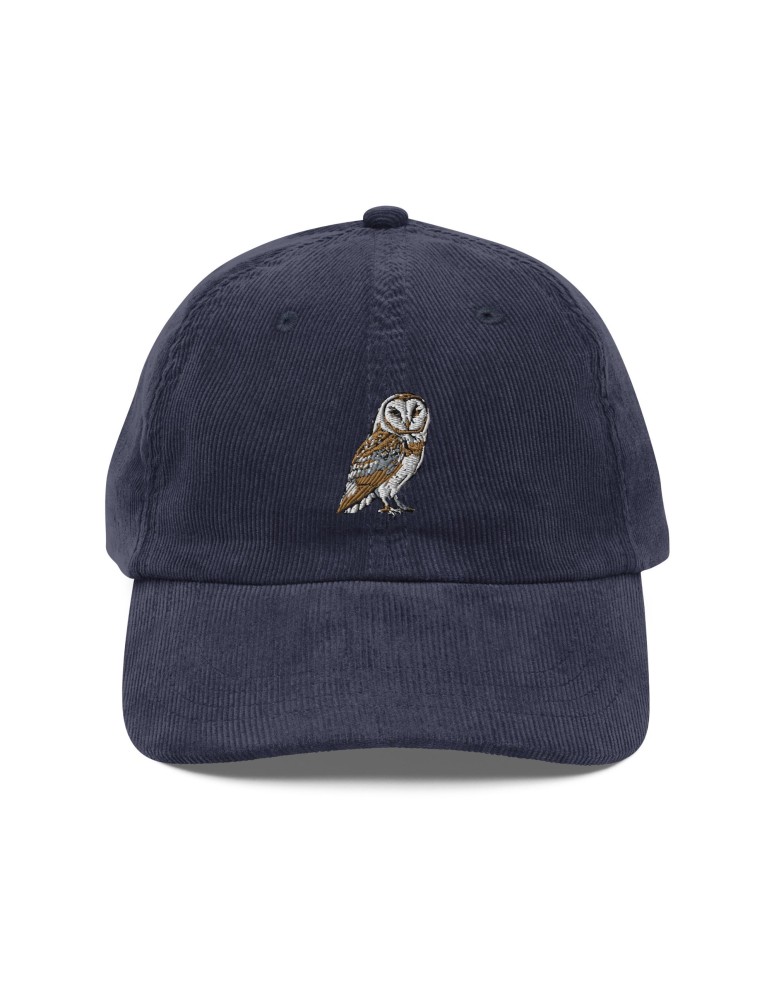 Corduroy owl embroidered hat