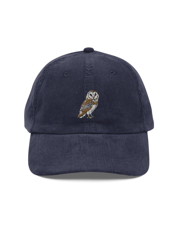 Corduroy owl embroidered hat
