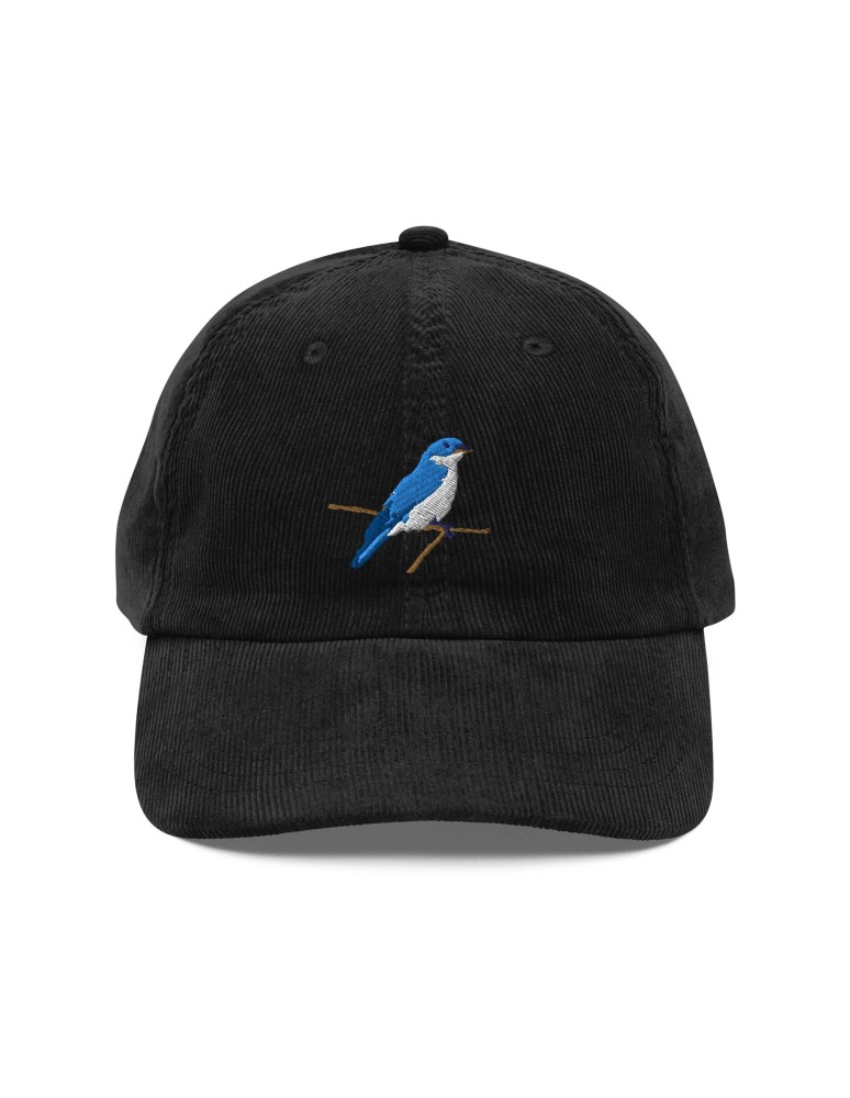 Corduroy Bluebird Embroidered Hat