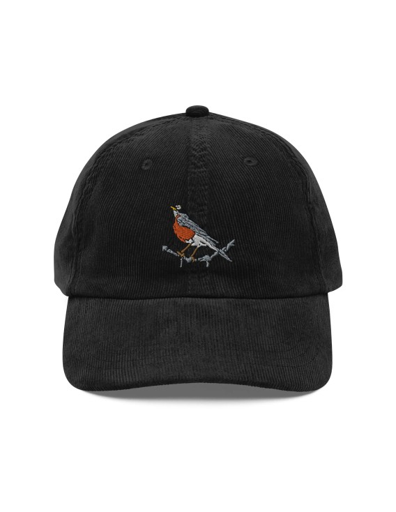 Corduroy Robin Embroidered Hat
