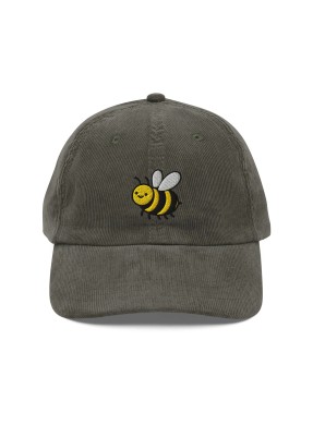 Corduroy bee embroidered hat