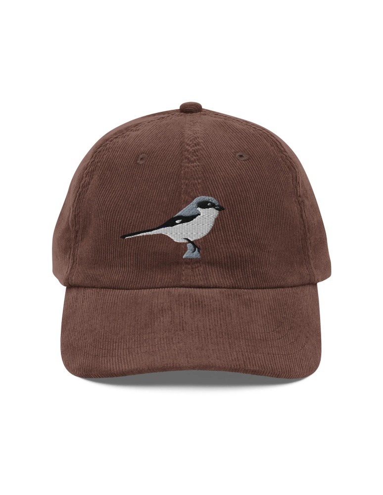 Corduroy bird embroidered hat