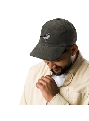 Corduroy bird embroidered hat