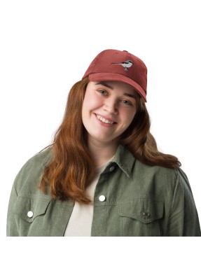 Corduroy bird embroidered hat