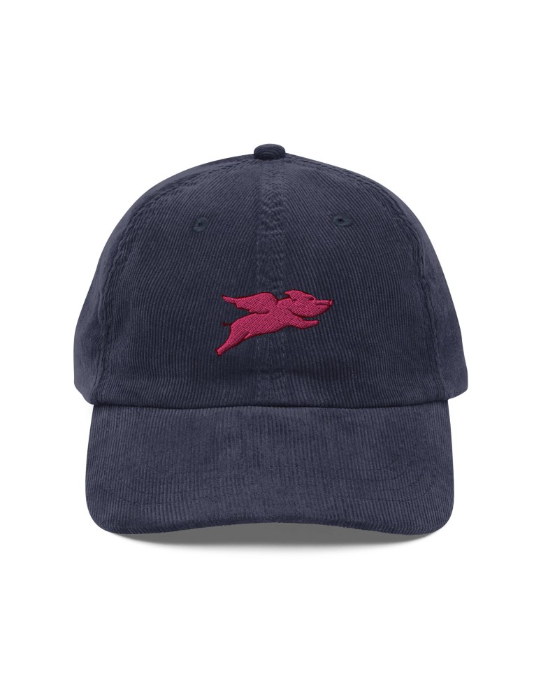 Corduroy flying pig embroidered hat