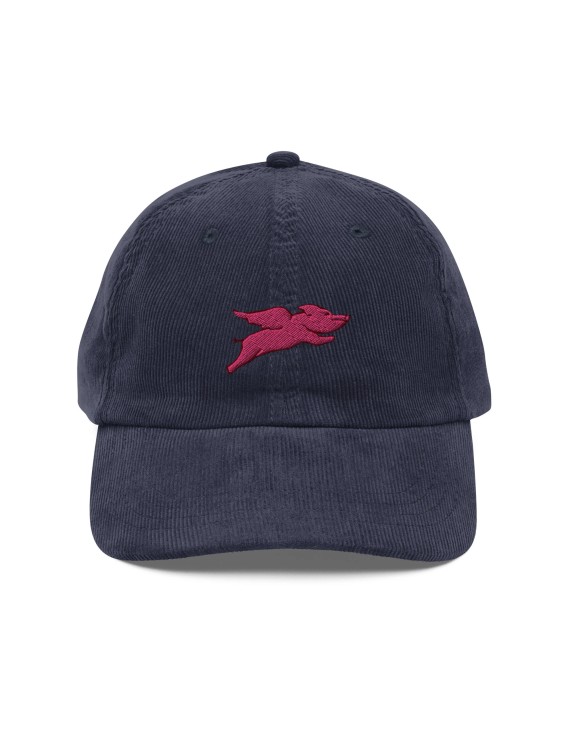 Corduroy flying pig embroidered hat