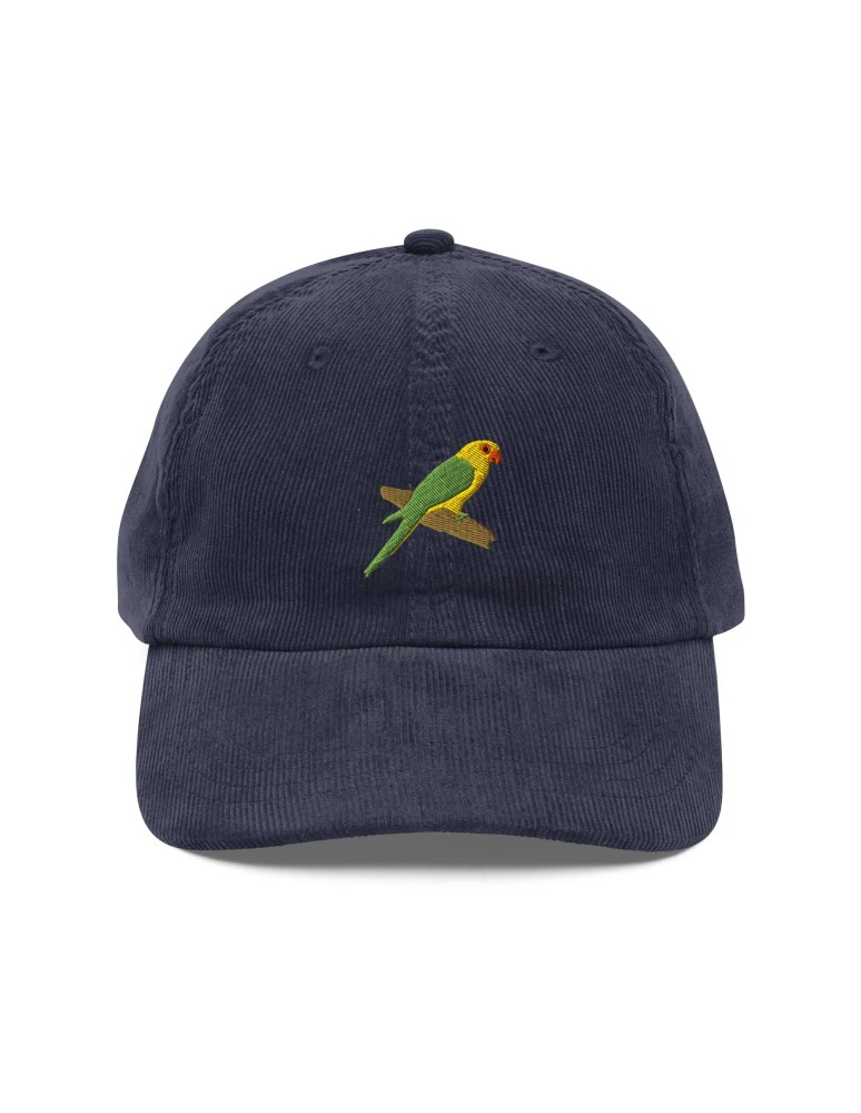 Corduroy parrot embroidered hat