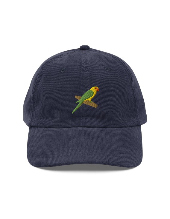Corduroy parrot embroidered hat