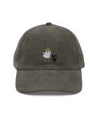 Corduroy denim owl and kitten embroidered hat