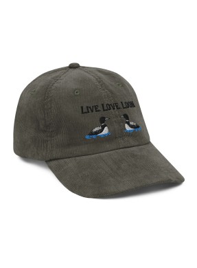 Corduroy Live, Love, Loon Embroidered Baseball Cap