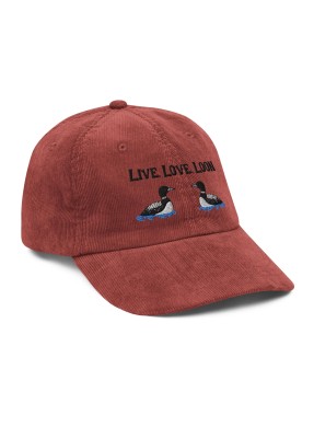 Corduroy Live, Love, Loon Embroidered Baseball Cap
