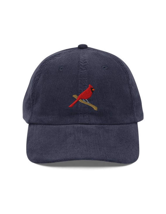 Corduroy Red Sparrow Embroidered Hat