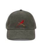 Corduroy Red Sparrow Embroidered Hat