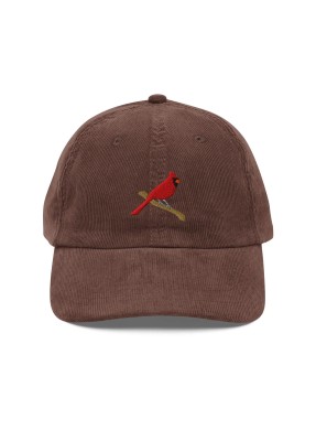 Corduroy Red Sparrow Embroidered Hat