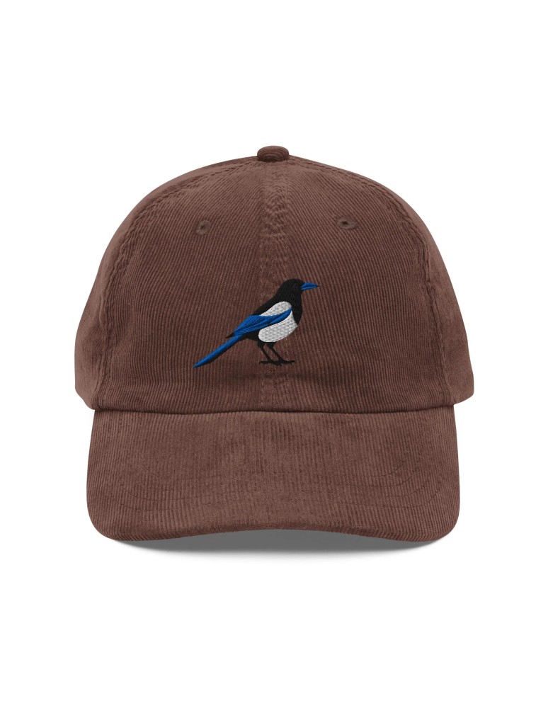 Corduroy magpie embroidered hat