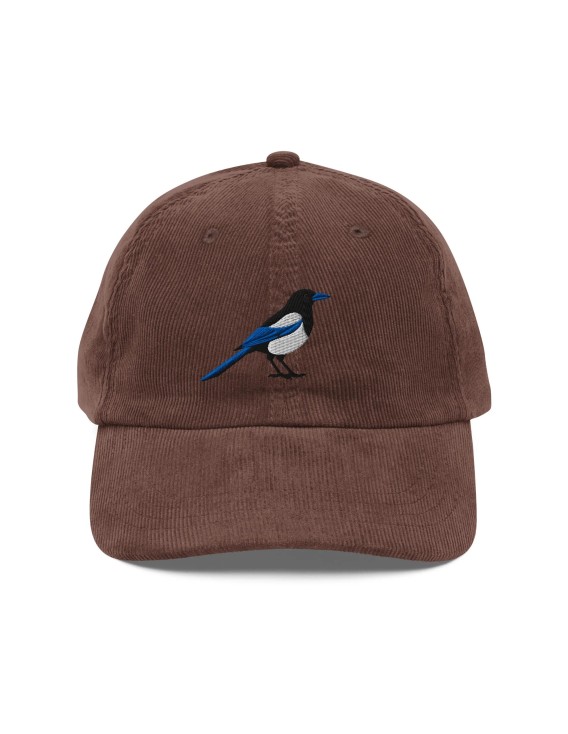 Corduroy magpie embroidered hat