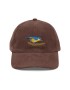 Corduroy blue and yellow bird embroidered hat