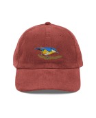Corduroy blue and yellow bird embroidered hat