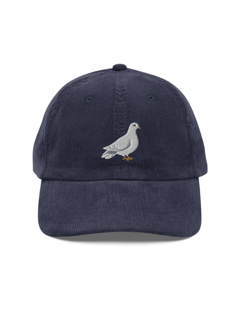 Corduroy dove embroidered hat