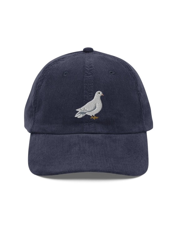 Corduroy dove embroidered hat