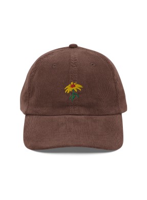 Corduroy yellow daisy embroidered hat