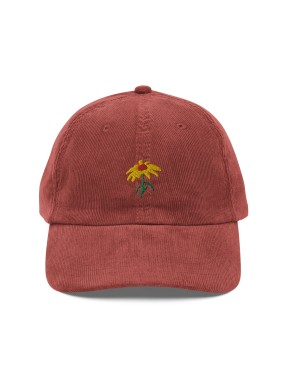 Corduroy yellow daisy embroidered hat