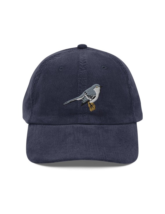 Corduroy Grey Songbird Embroidered Hat