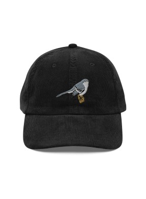 Corduroy Grey Songbird Embroidered Hat
