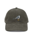 Corduroy Grey Songbird Embroidered Hat