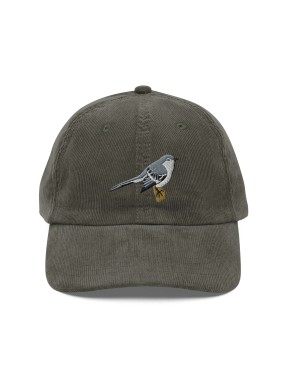 Corduroy Grey Songbird Embroidered Hat