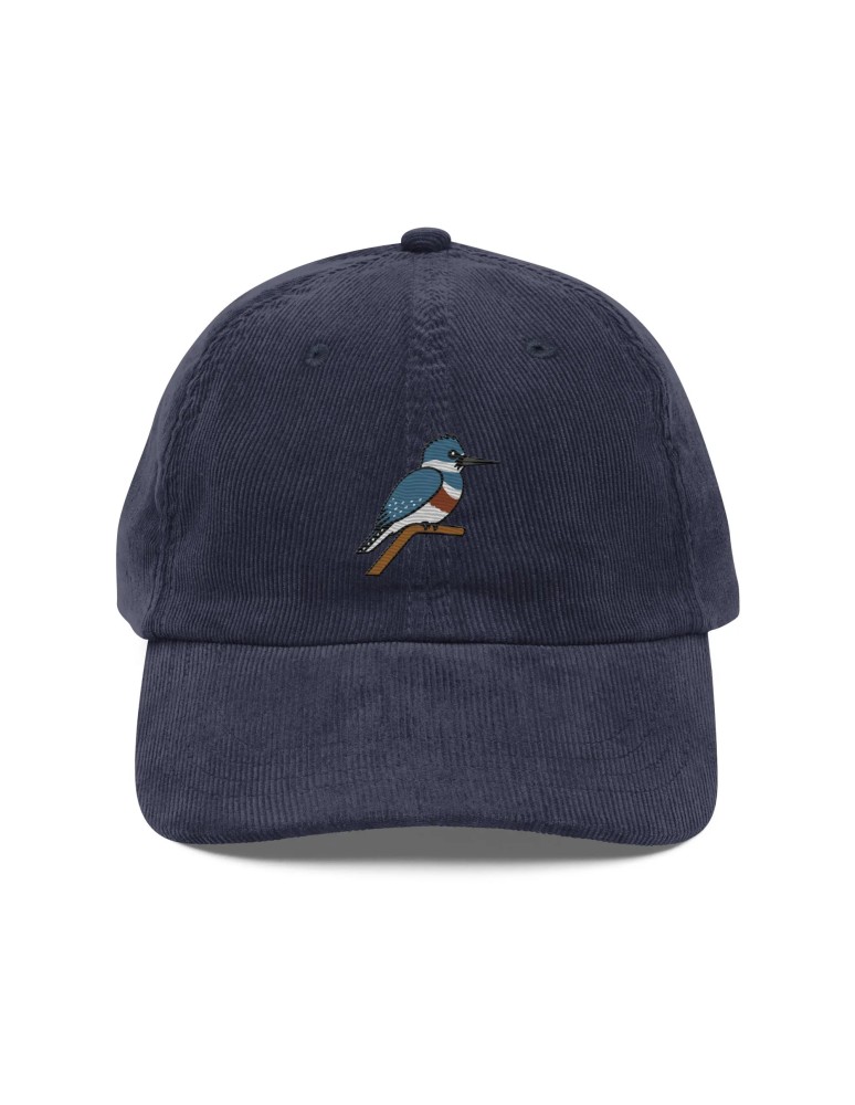 Corduroy Kingfisher Embroidered Hat