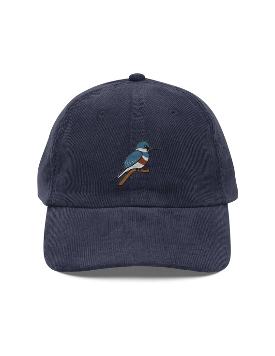 Corduroy Kingfisher Embroidered Hat
