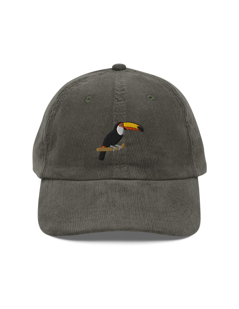 Corduroy Toucan Embroidered Hat