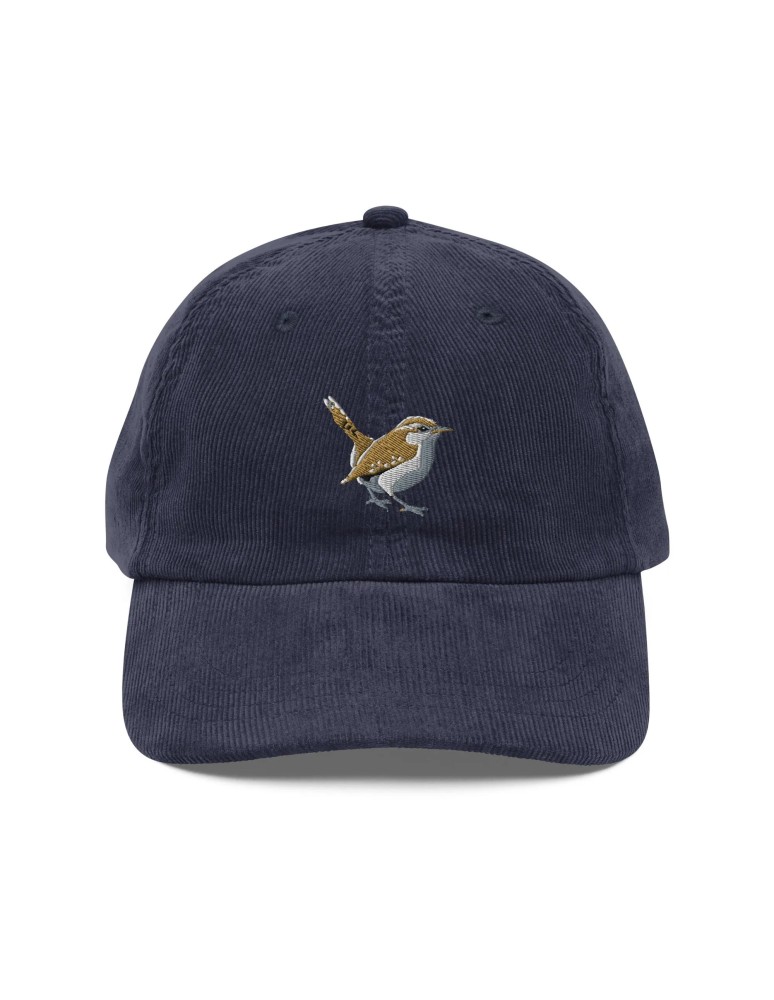 Corduroy wren embroidered hat