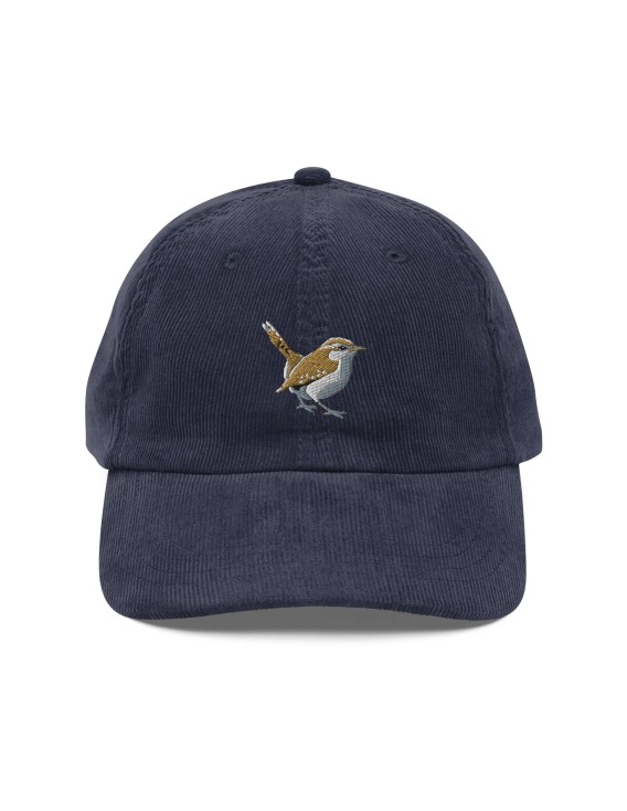 Corduroy wren embroidered hat
